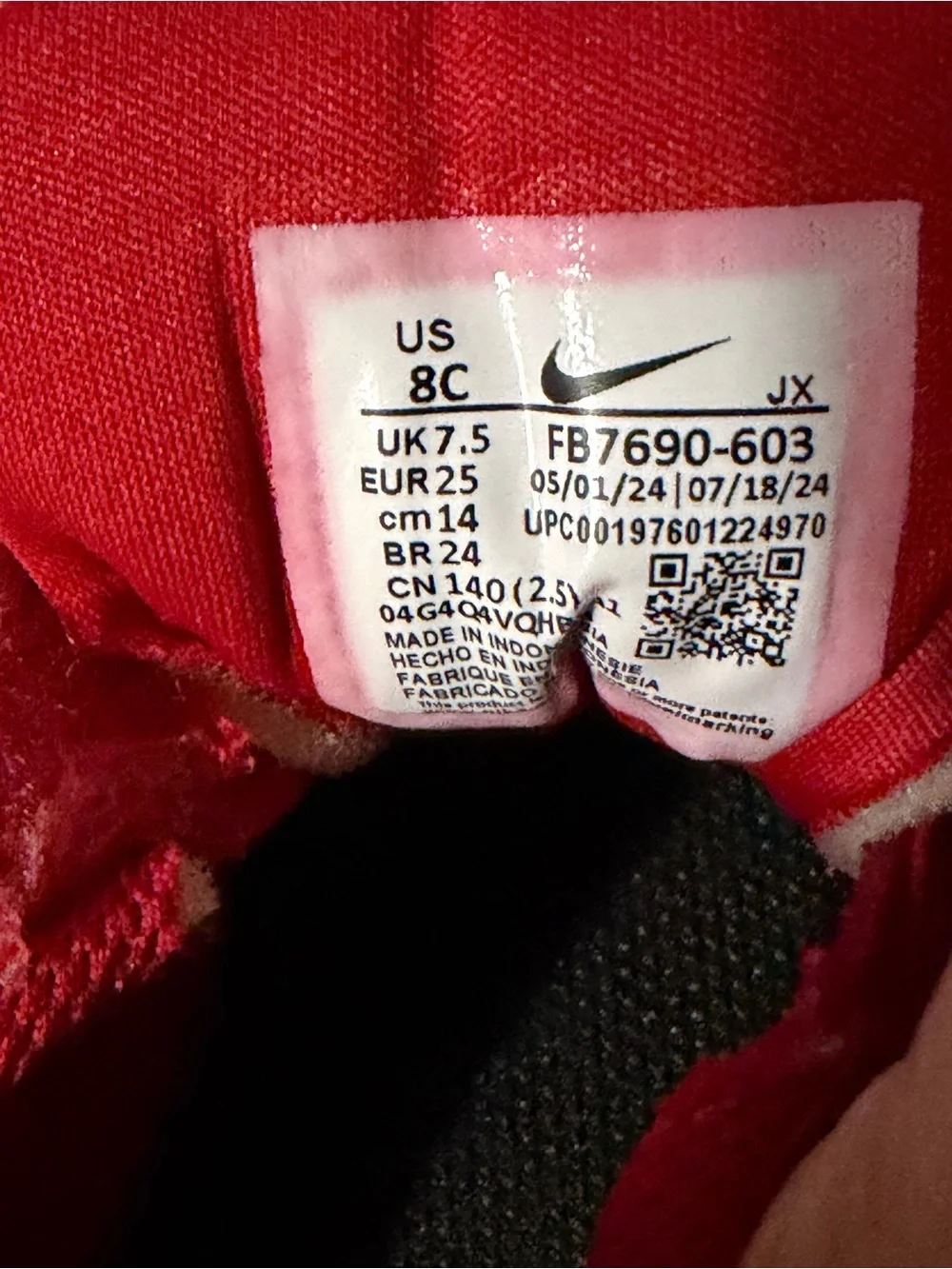 Nike Revolution 7 (PSV) Kids Sneaker Red Black White US 8C FB7690-603 NEW